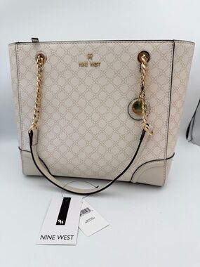 NWT Nine West Lilla Tote Bag - Vanilla Logo / Cream